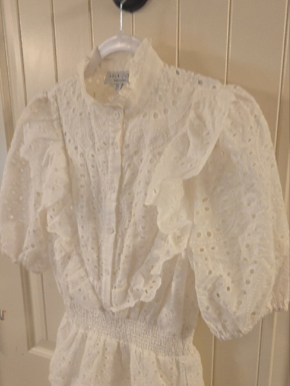 White Eyelet Ruffle Mini Dress - Picture 6 of 7